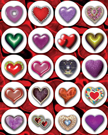 3D Hearts Stickers (200 Stickers)